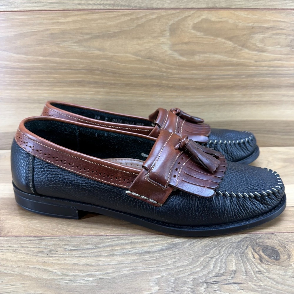 Bass Weejuns Calhoun Kiltie Tassel Mens 10 D Black Brown Casual Moc Toe Travel
